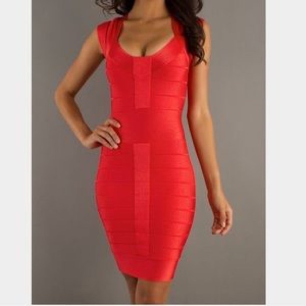 French Connection red bandage dress